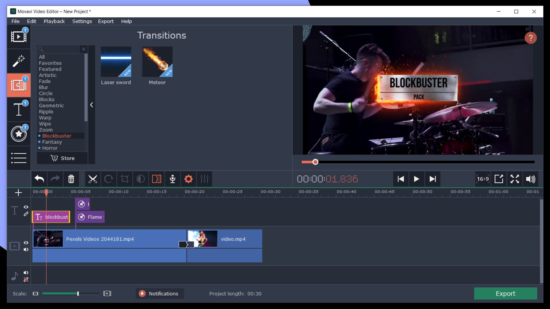 Movavi Video Editor Plus 2020 - Cinematic Set Effects DLC Steam CD Key 0.68$