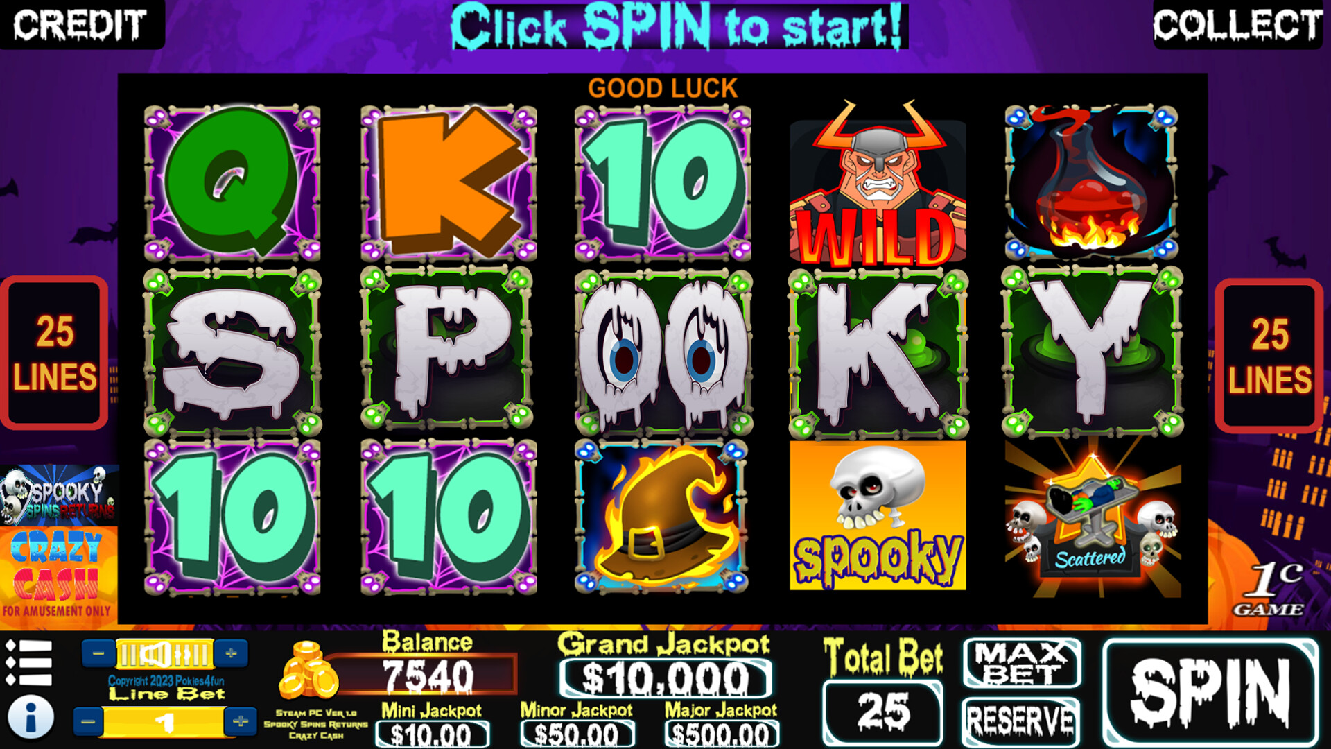Spooky Spins Returns : Crazy Cash Edition - Slots Steam CD Key 9.79$