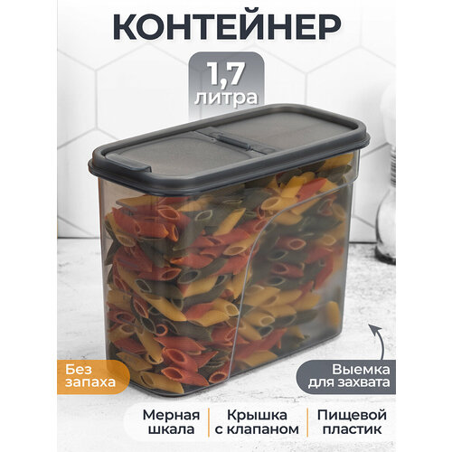 Контейнер / емкость для хранения сыпучих продуктов / соли / сахара 1,7 л 19,5х9,5х15 см Elan Gallery Графит фото