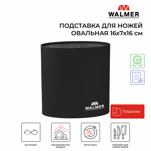 Подставка WALMER овальная W08002201, 16x7x16 см, черный фото