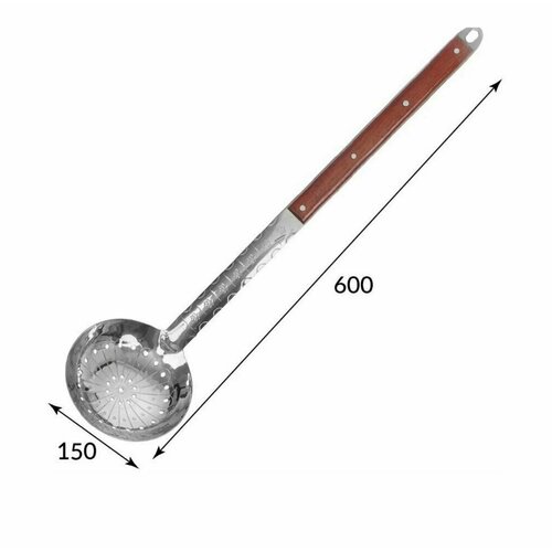 Шумовка для казана 60 см, Посуда Мира глубокая с деревянной ручкой фото