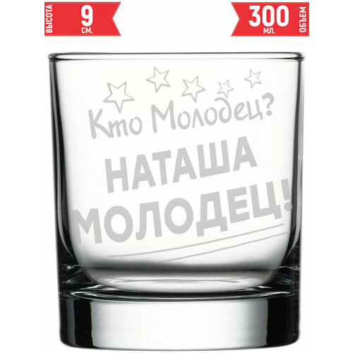 Стакан стеклянный Кто молодец? Наташа Молодец! - 300 мл. фото