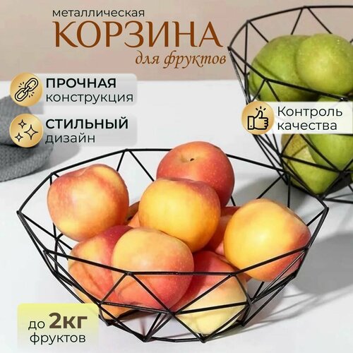 Корзина для фруктов, ваза для конфет, фруктовница металлическая черная для хранения, органайзер фото