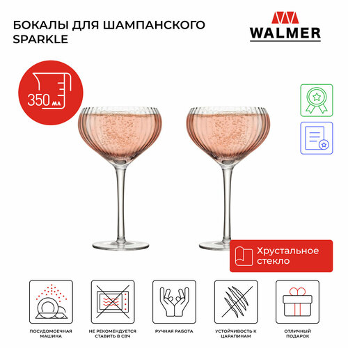 Набор бокалов для шампанского Walmer Sparkle, 2 шт 350 мл цвет прозрачный фото