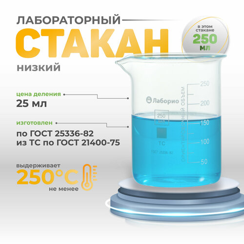 Набор (12 шт) стаканов 250 мл (тип Н, низкий с делениями и носиком, термостойкий, лабораторный) Н-1-250 фото