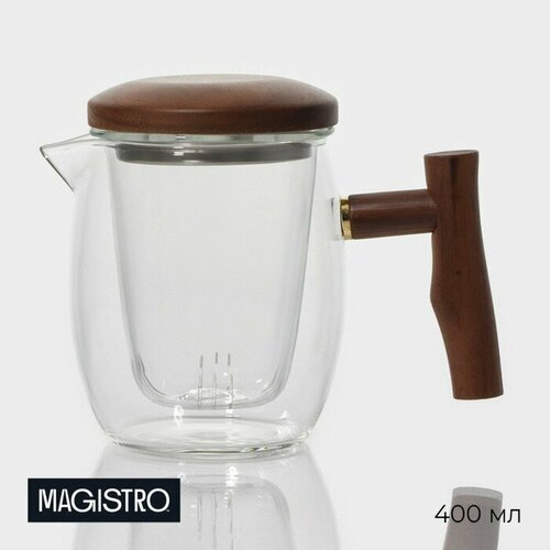 Magistro Чайник стеклянный заварочный с ситом Magistro «Лофт» 400 мл, 15×9×11,5 см фото