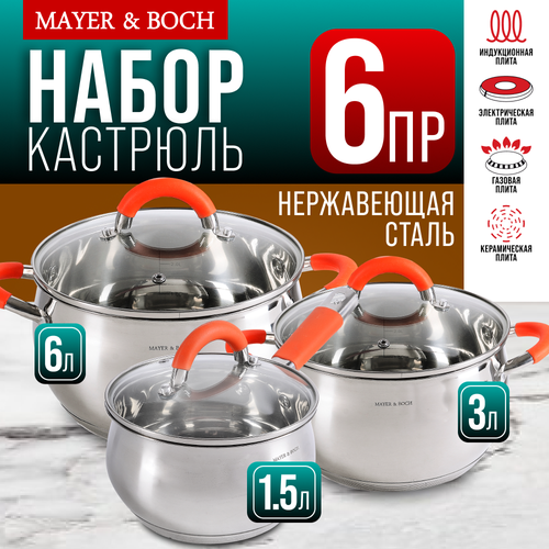 Набор кастрюль из нержавеющей стали с крышками MAYER&BOCH 30994 фото