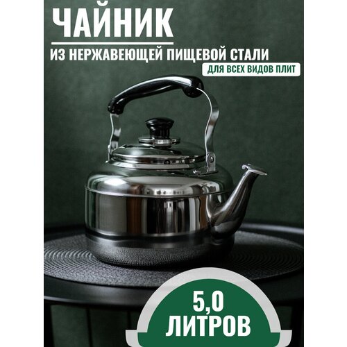 Чайник для всех видов плит Whistling Kettle 5л, нержавеющая сталь фото