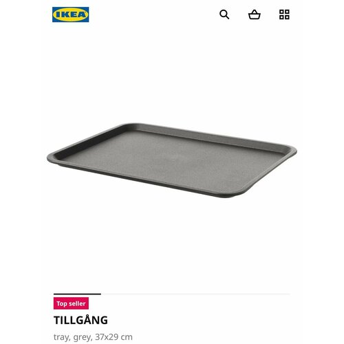 Поднос IKEA TILLGÅNG, серый, 37x29 см фото