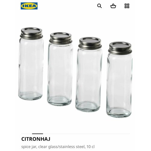 IKEA CITRONHAJ Банка для специй, прозрачное стекло/нержавеющая сталь, 100 мл фото