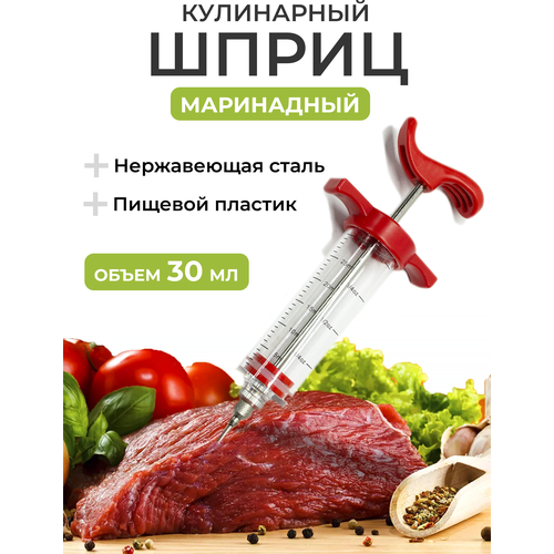 Шприц-инжектор кулинарный с иглой для маринования мяса фото