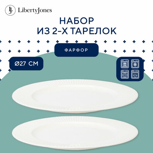 Тарелка обеденная 27 см фарфоровая Soft Ripples, Dual Glazing набор из 2 шт Liberty Jones LJ000014 фото