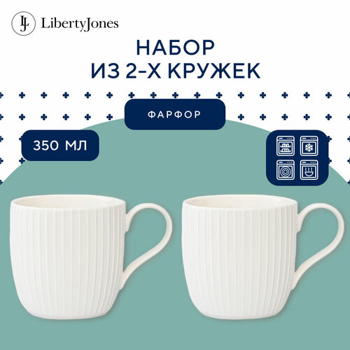 Кружка 350 мл для чая и кофе Soft Ripples, Dual Glazing фарфоровая, набор из 2 шт Liberty Jones LJ00009 фото