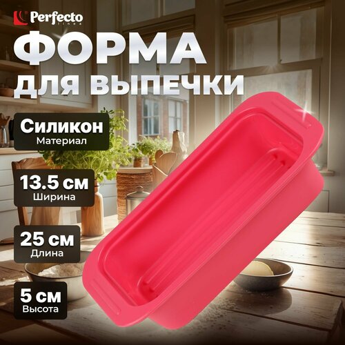 Форма для выпечки силиконовая прямоугольная 25х13,5х5 см PERFECTO LINEA розовый (20-013429) фото