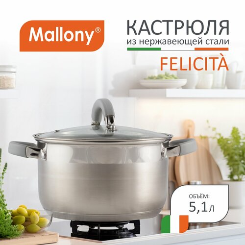 Кастрюля Mallony Felicita, 5.1 л, диаметр 22 см фото