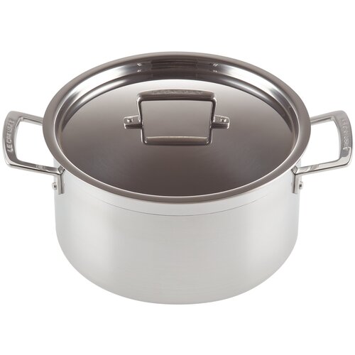 Кастрюля из нержавеющей стали 3-Ply с крышкой, 24 см, 6 л, Le Creuset фото