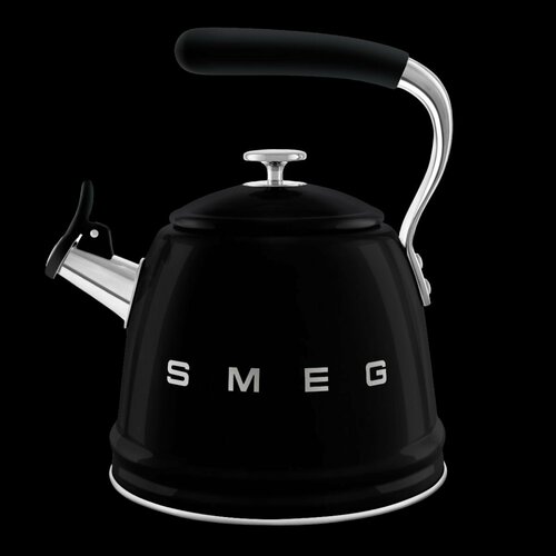 Чайник для плиты SMEG CKLW2001BL со свистком, черный, 2,3 л фото