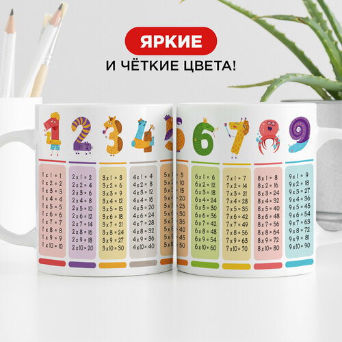 Подарочная детская кружка от Made4U с цифрами и таблицей умножения для чая и кофе, 330 мл фото