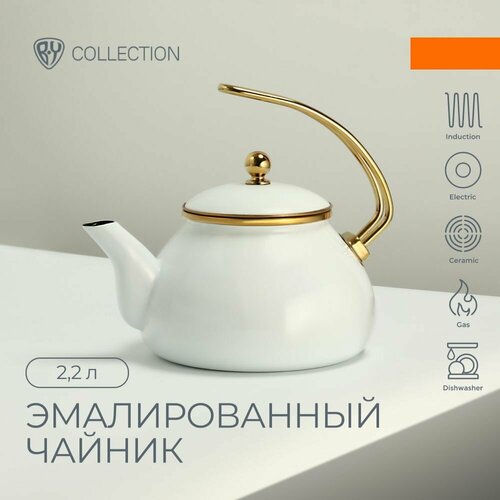 BY COLLECTION Чайник эмалированный, 2,2л, индукция, белый фото