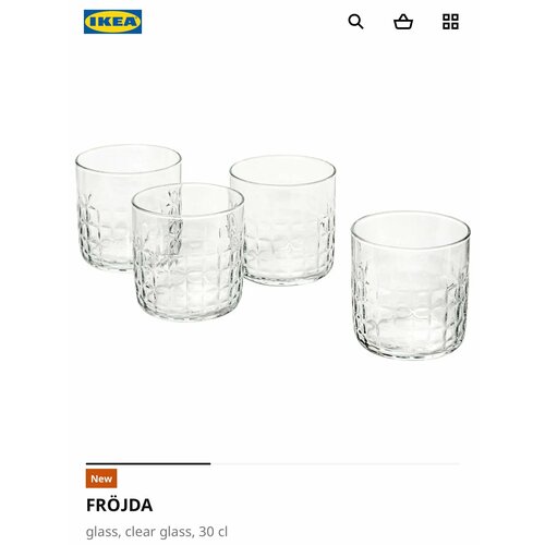 Стаканы IKEA FRÖJDA , прозрачное стекло, 300 мл, 4шт фото