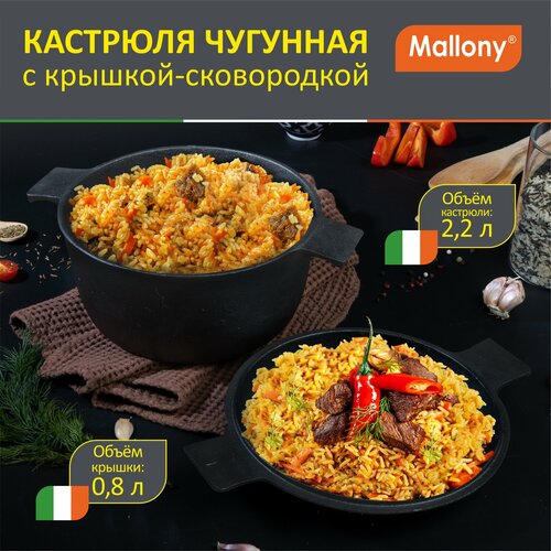 Кастрюля чугунная с крышкой-сковородкой CC-20/30, объем: кастрюля 2,2 л/крышка-0,8 л фото