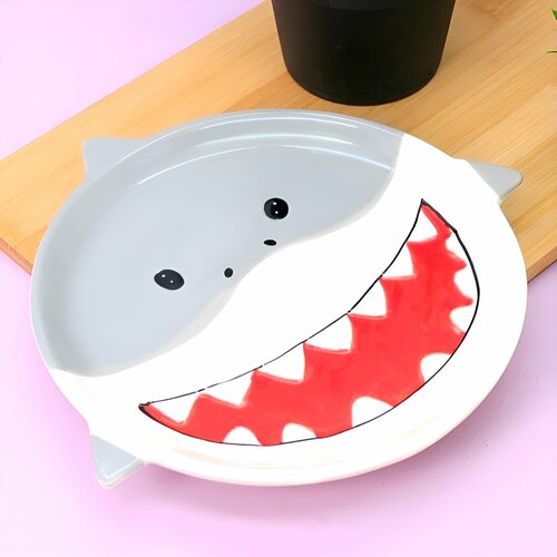 Тарелка керамическая обеденная «Shark plate», gray, 21х22 см фото