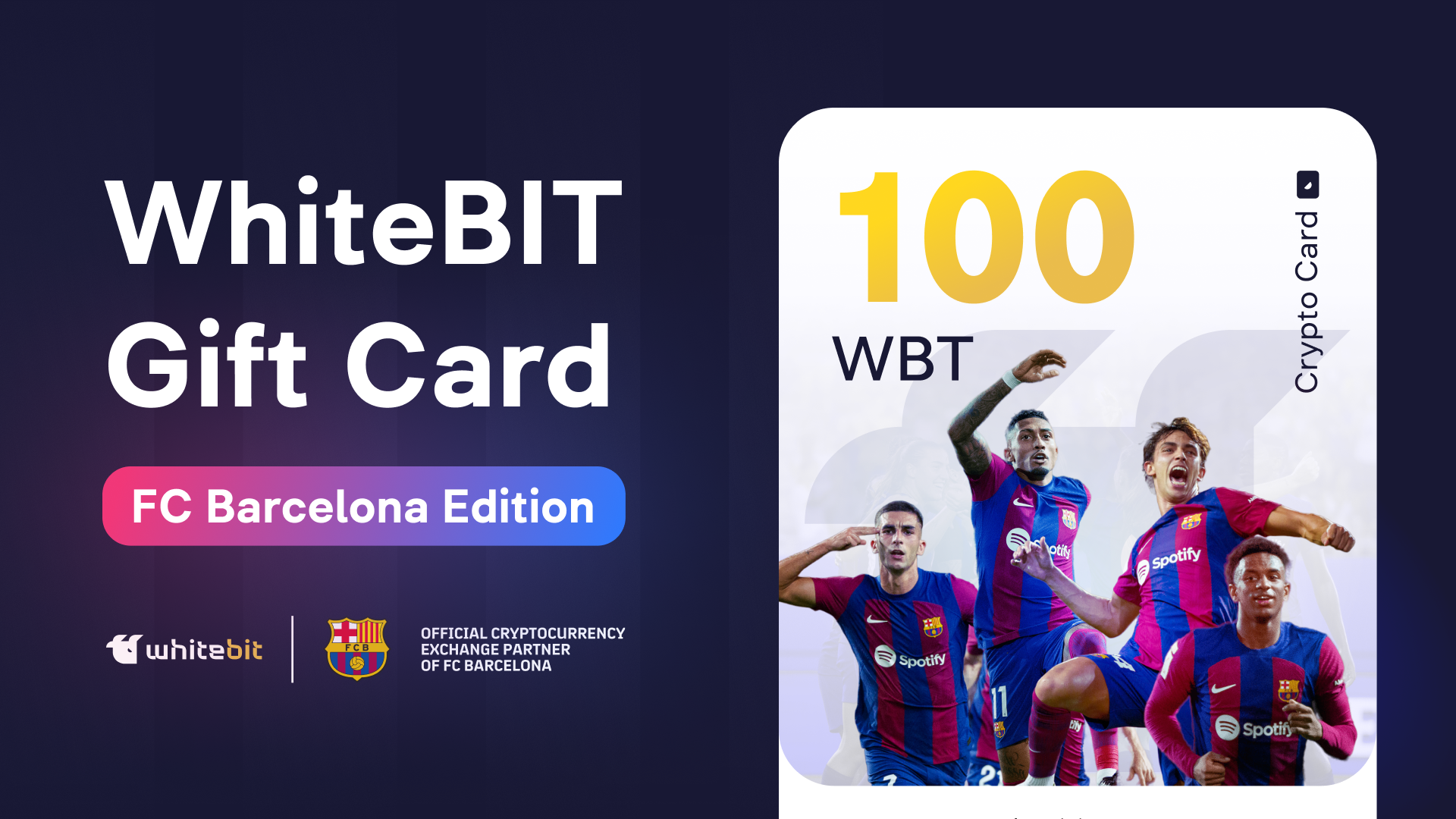 WhiteBIT - FC Barcelona Edition - 100 WBT Gift Card 915.44$