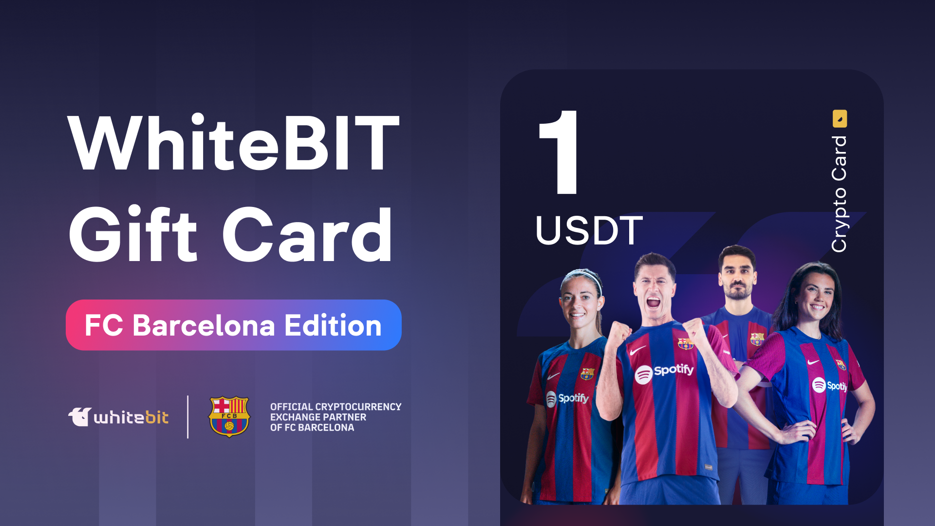 WhiteBIT - FC Barcelona Edition - 1 USDT Gift Card 1.39$